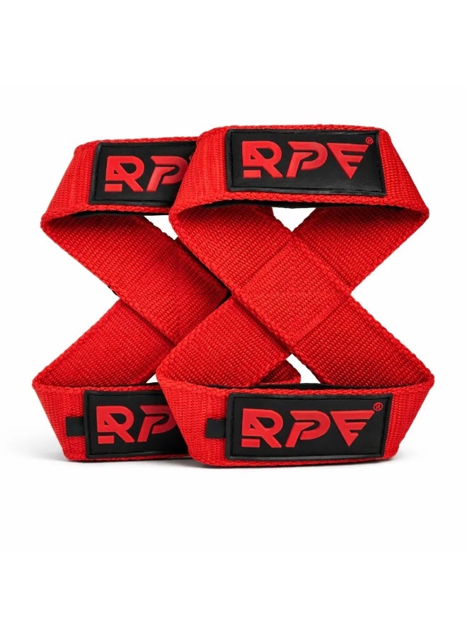 RPE Gear Red Figure-8 Lifting Straps – Heavy-Duty Deadlift Wrist Straps with Padded Support for Maximum Grip Strength - Image 1